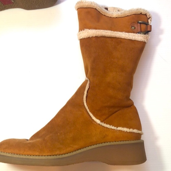 FRANCO SARTO FLEECE LINED WARM SIDE ZIP TAN SUEDE WINTER BOOTS WOMEN'S SIZE 8 - Picture 7 of 14